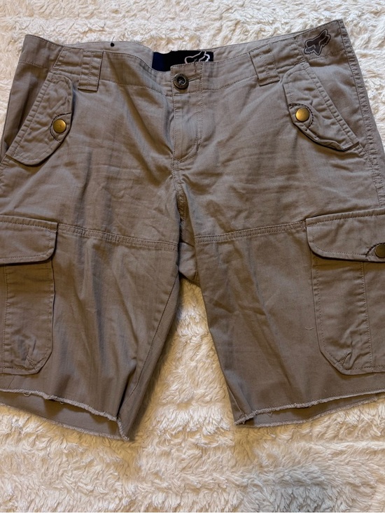 Fox Pants - Fox Racing Khaki Cargo Shorts Size 9 Y2K Gorpcore Skater Utility Mid Rise